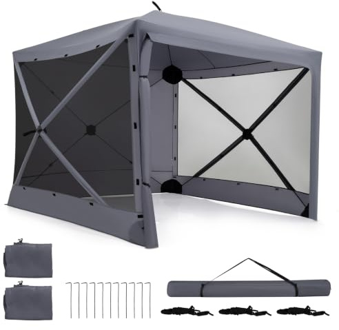 GOPLUS Carpa Plegable Gazebo (240x240x220 cm,Gris)