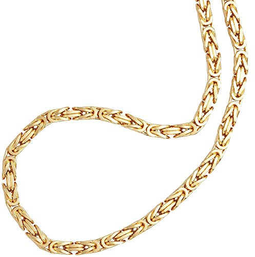 2mm 18K gold plated on solid sterling silver 925 Italian Byzantine, Birdcage, King's Braid link chain necklace bracelet anklet with lobster claw clasp - inch 24/60cm