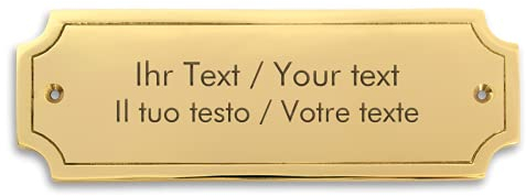 Großes Türschild aus Messing mit personalisierter Gravur - 170 x 57 mm, eckig - Messingschild, Namensschild, Gravurschild mit eigenem Text