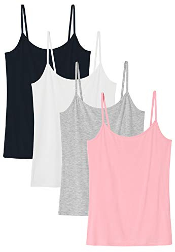 vislivin Camiseta sin Mangas con Tirantes Finos Ajustables con Camisola sólida básica para Mujer Negro/Gris/Blanco/Rosado M