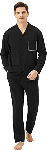 Adigaber Pijama Hombre Manga Larga, 2 Piezas Calentito Pijamas de Suave, Ropa de Dormir Cómodo Parte Superior y Pantalón Invierno