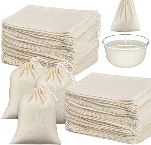 Tegeme 4 x 6 Inch 100 Pieces Cheesecloth Bags for Straining Muslin Bags