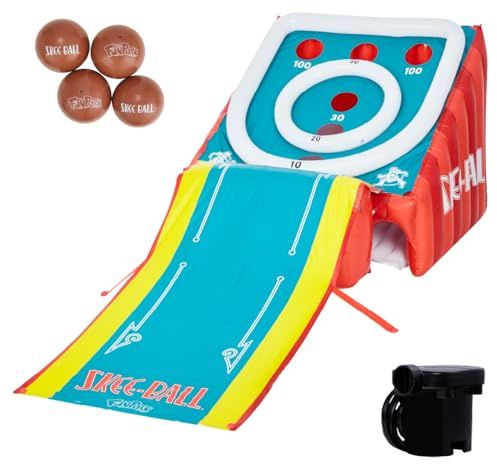 Flybar FunPark Giant Inflatable Skee‑Ball Game – 11 Ft. Long Arcade Toy with 4 Balls and Electric Air Pump for Backyard, Indoor or Outdoor Family Play; Active Game for Kids & Adults, Ages 6+
