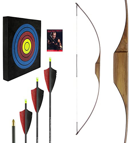 Set Jackalope Amber Kid 10-15 lbs Langbogen Kinder 4-12 Jahre, inkl 3 Pfeile und Zielscheibe, Rechtshand