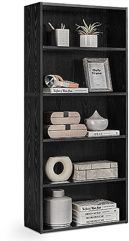 VASAGLE CUSTOS Collection - Bookshelf, 5-Tier Bookcase, Book Shelf, Open Storage Shelf, 9.4 x 23.6 x 52.8 Inches, for Living Room, Home Office, Dinning Room, Ebony Black ULBC165T56