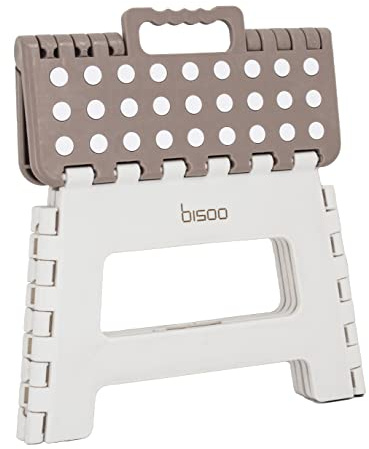 BISOO Tritthocker Kinder - Klapphocker Faltbar 120Kg für Bad & Küche - Hocker Klappbar für Kinder & Erwachsene - Fußbank mit Anti-Rutsch-Oberfläche - Klapptritt Sicherheit - Trittschemel Mokka