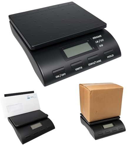 Digital Postal Scale, Electronic Weighing Scale with LCD Display, Multiple Units (Grams, Kilograms, Pounds, Ounces), Zero/Tare Function, Hold Feature, Up to 36 KG Capacity, Black