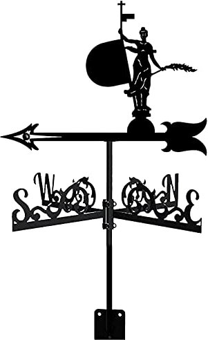 LAUMOE Exquisite Metall-Wetterfahne-Ornament, Wetterfahnen, Wetterdekoration im antiken Stil, Edelstahl-Dekoration, Windrichtungsanzeiger, Windfahne mit Halterung für den Außenbereich im Innenhof