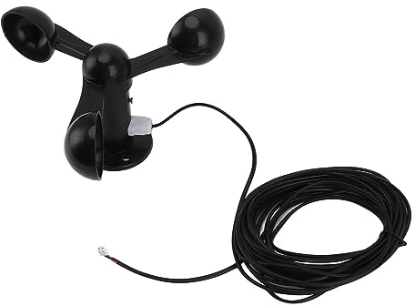 Tnfeeon Anemometer Sensor Measures Wind Speeds 8M Waterproof Cable Features 4cm Mounting Hole Anti Interference Design 3 Cups Wind Speed Detector for Outdoor