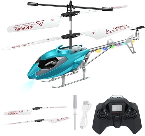 2.4G GHz RC Helicopter with Gyro & LED Light, 3.5 Channel Remote Control with Fixed Height, One-Key Take-Off, High & Low Speed - Indoor Flying Gifts for Adult Kid Beginner Boys