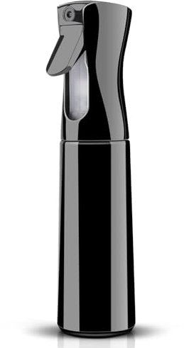 Eson Water Spray Bottle for Hair, 300ml Refillable Continuous Mist Sprayer - Empty Spray Bottle for Barber, Hairdresser, Salon, Hair Styling, Cleaning, Misting & Skin Care, Plants (Black)