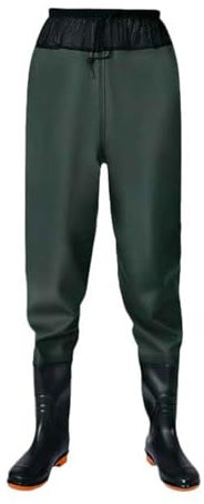 SAUTRV Wathose für Herren, Hüftwathose für Herren, Jagdwathose, elastischer Bund, Wathose, Watstiefel, atmungsaktiv, wasserdicht, Jagd, Wathose, Angeln, Wathose mit Stiefeln, Wathose, grün, 43