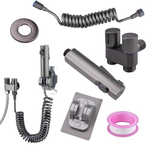 oupados Doppelstrahl Bidet Armatur WC Bidet Sprayer Bidet Handbrause mit Federschlauch und Halter zur Reinigung von Badezimmern Küchen und Balkonen