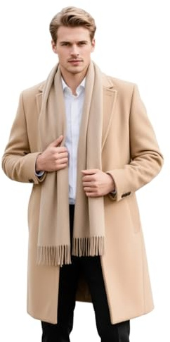 Bufanda de cachemir LA FERANI para hombre, elegante y estilizada para otoño e invierno, delgada 185x65, elegante para ocasiones formales, bufanda de cachemir suave y sedosa, bufanda de lana de color