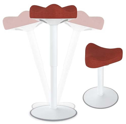 HENGMEI Sgabello ergonomico oscillante da ufficio, sedia a piedi, girevole a 360°, sgabello da scrivania con effetto oscillante (57-82 cm, regolabile in altezza, triangoli, arancione)