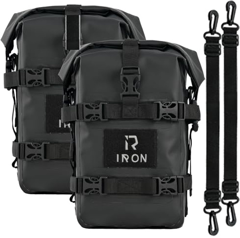 RIDEIRON Motorcycle Side Bag-Waterproof Bumper Bag 5L*2pcs Moto Saddle Bag with Shoulder Strap motorcycle Crash Bar Bags Dry Tail PVC BagTool Carry Ba Travel Hiking