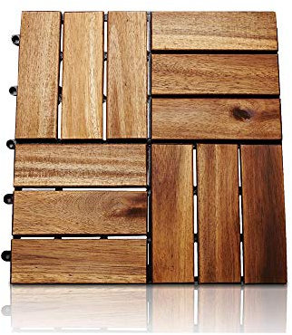 Lot de 33 Dalles de Terrasse Clipsables en Bois 3m² Haute Qualité 31 X 31 cm Résistant aux intempéries pour Revêtement de sol extérieur Terrasse Balcon Veranda Abri de jardin Dalle spa