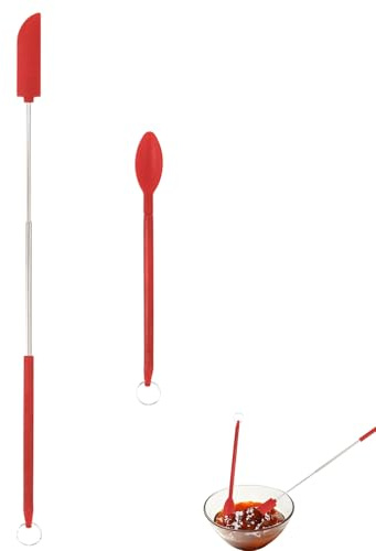 Pequeña Espátula de Silicona - Mini Espátula, Cuchara Telescópica | 2 piezas de Herramienta de Silicona Resistente al Calor para Cocinar, Mezclar, Revolver, Utensilios de Cocina Flexibles para