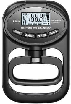 Medidor de fuerza, Probador de fuerza de agarre 265Lbs/120Kg dinamómetro de mano Digital medidor de fuerza de agarre pantalla LCD USB dinamómetro de agarre de mano
