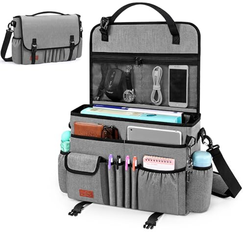 Eurhomewit Autositz Organizer Vordersitz - 2 in 1 Auto Organizer mit Laptopfach für 15-17 Laptop & Aktentasche, Rücksitz Organizer, Grau
