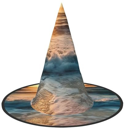 KLLTYHMU Chapeaux de sorcière d'Halloween - Chapeau de sorcière au lever du soleil - Chapeau flottant pour homme et femme - Accessoires de costume - Décorations d'Halloween pour porche, cour