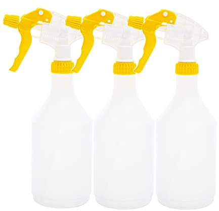 Clay Roberts Water Spray Bottles, Mist and Jet Settings, Pack of 3, Yellow, 750ml, Measuring Gauge, Yellow Spray Bottles, Cleaning, Gardening, Sprayer Bottle, Water for Cleaning