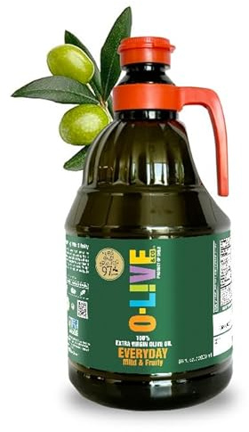 O-Live & Co. Extra Virgin Olive Oil, First Cold Pressed, Smooth & Fruity, Estate Bottled, Non-GMO, Kosher, Gluten-Free, 66 fl oz (2L)