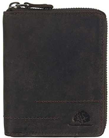Greenburry Vintage Revival Leder Reißverschluss Geldbörse Portemonnaie Geldbeutel, Farbe:Dark Brown