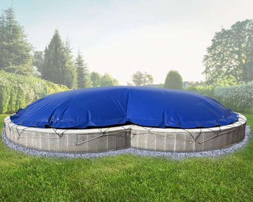 ANKO PLANEN Cubierta de Piscina Hinchable con Forma de Ocho para el Invierno – de Lona de PVC 680 g/m² (1360 g/m²) – Cubierta de Invierno Resistente (Azul RAL5002, 7,25m x 4,60m)