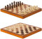 Navaris 2in1 Schach und Damespiel - Schachbrett klappbar mit Magnetverschluss - Reise Chess Set für Drinnen und Draußen - 56 Spiel Figuren aus Holz