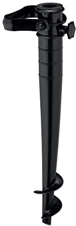 Relaxdays Bodenhülse, Sonnenschirm Halterung, mit Griff, Rasendorn, zum Eindrehen, Wiese und Strand, Kunststoff, schwarz