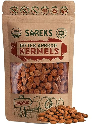 Bitter Apricot Kernels Organic Raw (10oz),%100 USDA Organic Certified Seeds, NON-GMO, Product of Turkey, Gluten Free, Resealable Bag