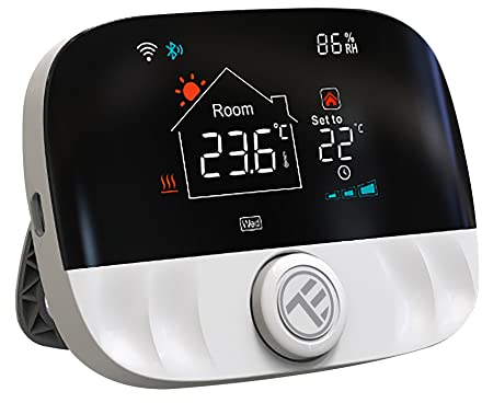 TELLUR Smart Thermostat Connectée Alexa, WiFi, Programmable, Télécommande par App et Internet, Sécurité Enfant, Fonctionne avec Alexa, Siri et Google, Protection Antigel, 6 Programmes Quotidiens