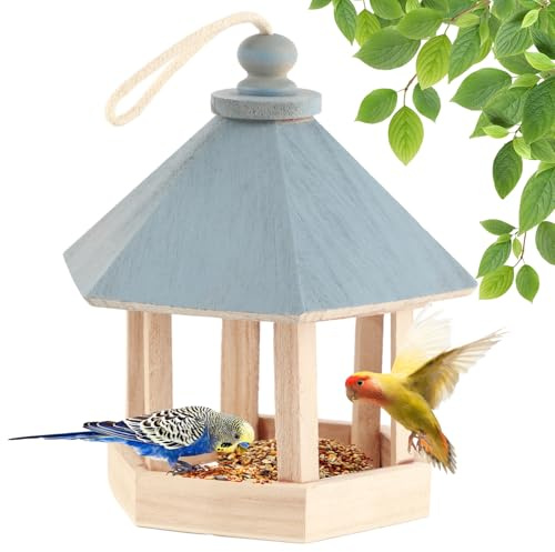 Mangeoire pour Oiseaux, Nichoir pour Oiseaux en Bois, Kits de Construction de Mangeoire à Nourriture avec Corde à Suspendre pour Terrasse de Jardin (#1)