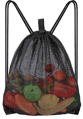 Sliverdew Groß Netztasche Mesh Strandtasche Netzbeutel Kordelzug Turnbeutel Netztasche Mesh Rucksäcke mit Kordelzug Netz Balltasche Gym Rucksack Strand Schwimmen Tauchen Reisen Fitnessstudio