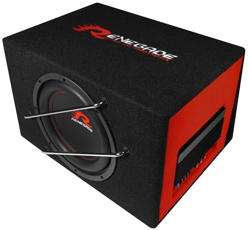 Renegade RXV1000A - 25 cm (10) Aktiv-Gehäuse-Subwoofer - integrierter Verstärker mit 400 W max. | Car-HiFi Bass-Box