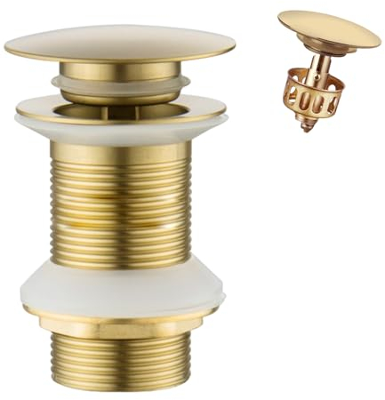 Bonde Pop Up En Laiton Universel Sans Trop-Plein Pour Lavabo - Doré