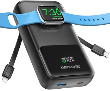 NEWDERY Powerbank für Apple Watch & iPhone Ladegerät 20000mAh Drahtloses Ladestation Power Bank, Schnelles Laden Externes Akkupack tragbarer Reiseakku für iPhone 16/15/14/13/12, für iWatch Ultra/10-1