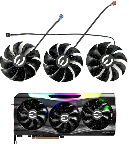 87MM PLD09220S12H RTX3080 RTX3070 Graphics Card Fan Replacement for EVGA GeForce RTX 3070 3080 TI 3090 FTW3 Cooler Fan (Black 3-Fan)