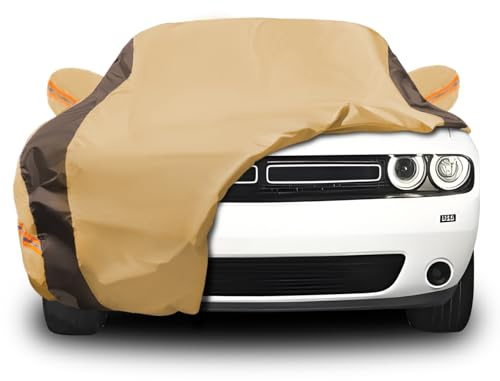 FSGRICH Funda para Coche Impermeable para Todo Clima Compatible con Dodge Challenger SXT, GT, Hellcat, R/T, SE, Daytona, SRT, SRT8, Protección Exterior Completa contra el Sol, la Lluvia y los Rayos UV