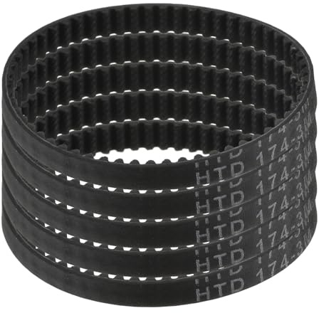 sourcing map HTD-3M Zahnriemen aus Gummi, 58 Zähne, 174 mm Teilungslänge x 6 mm Breite x 2,4 mm Höhe, geschlossene Schleife, 5 Stück