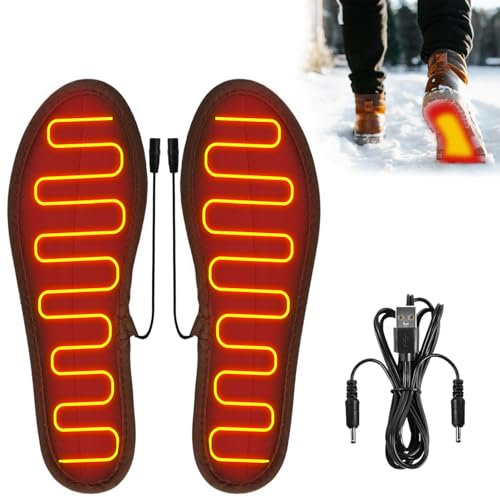 Beheizbare Einlegesohlen,Wärmesohle,Beheizbare Sohlen,Thermosohlen für Herren und Damen,USB-Fußwärmer waschbares Heizkissen,für Wandern, Angeln, Arbeiten im Freien (39-40)