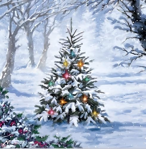 Noel Tatt Charity Christmas Cards Pack of 10 - Charity Christmas Cards with Snowy Decorated Tree Design - Eco-Friendly Xmas Cards Multipack with Envelopes