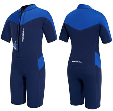 Summshall 2.5mm Neoprenanzug Kinder | Thermischer UV-Schutz Badeanzug für Schwimmen Tauchen Surfen | Wärmender Neopren Shorty für Mädchen Jungen 2-12 Jahre