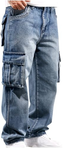 Pantalon Jeans Homme Grande Taille Elastique Large Baggy Pantalon de Jogging en Denim Sport Pants pour Hommes Cadeau Vetement Mode Pantalons Coupe Droite Jeans de Survêtement Pantalons de Travail
