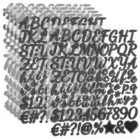 PATIKIL 576Pcs 6 Feuilles Autocollants Lettres Pailletées 1 Noir | Autocollants Chiffres Pailletés, Vinyle Autoadhésifs, Alphabet Chiffres Décalques Imperméables Pour Décorations Scrapbook