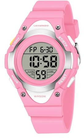 Timever - Orologio da polso per bambini e ragazzi, con cinturino in silicone, orologio digitale con impermeabilità 5 ATM, orologio sportivo con allarme, cronometro, data, luce, cinghia