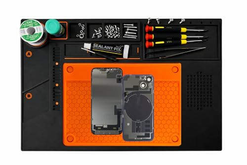 Tappetino per Saldatura in PVC e Silicone 45 x 30 cm con Magnete e Posizionatore Viti per Saldatura in PVC e Silicone, Riparazione di Telefoni Smartphone e Computer, Fai da te