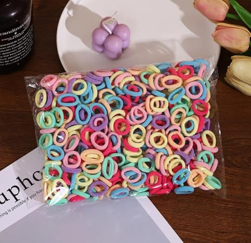 YEDPGUE 500 Piezas Gomas de Pelo, Mini Bandas de Pelo, Sin Daños Pequeños Accesorios para el Cabello para Bebés y Niñas (Color Caramelo)