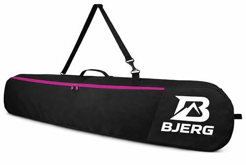 Vov.Vov Bjerg snowboardväska, snowboardväska, boardväska, snowboard, ryggsäck, väska för snowboard – tillverkad i Europa (svart/rosa, upp till 150 cm)